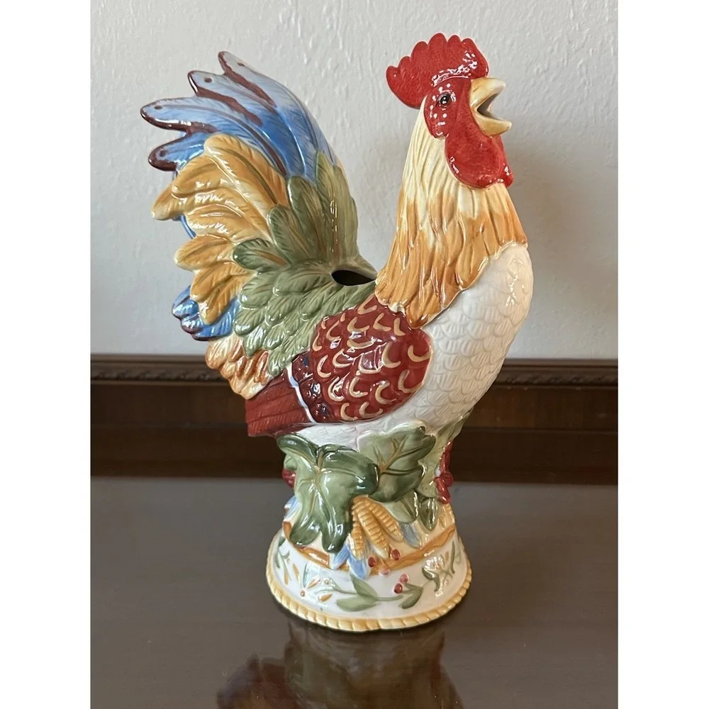 HTF Fritz and‎ Floyd Garden Medley Large Rooster Pitcher 12